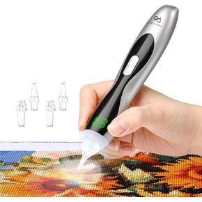 أدوات فنية ماسية PP OPOUNT، قلم رسم ماسي كهربائي مع ضوء، 3 شفط و3 مستويات سطوع، شاشة LED، قبضة مريحة وهادئة، أقلام فنية ماسية لاسلكية وقابلة لإعادة الشحن (ذهبي) in Kuwait