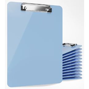 Blue Plastic Clipboard with Low Profile Clip (Pack of 6) - Letter Size Clipboard Blue with Flat Clip, A4 Size Acrylic Clipboard for Boys and Girls | Cute Aesthetic College & Back to School Supplies in Kuwait
