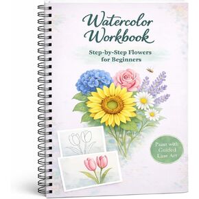 Watercolor Workbook for Beginners, Large 8.5" x 11" with Thick No Bleed Paper, Step by Step Floral Painting Book, Traceable Flower Outlines, Spiral Bound, Easy Watercolor Guide for Adults in Saudi Arabia