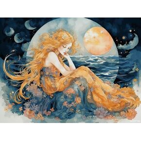 MIJVFNB Moon Fairy Girl 11CT Counted Cross Stitch Kits Color Printed Stamped Cross-Stitch Supplies Needlework Printed Embroidery Kits DIY Kits Needlepoint Starter Kits, 12x16 inch in Saudi Arabia