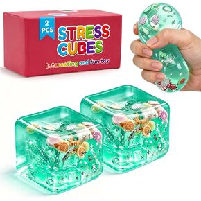 Ice Cube Squishy Stress Toy - Soft Slow Rising Sensory Fidget Toy for Anxiety Relief & Sensory Processing, Realistic Transparent Cooling Squeeze Cube Toys - Desktop Office Decor for Hot Days & Focus in Saudi Arabia