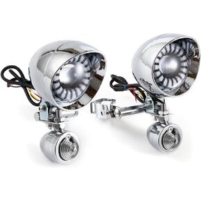 Motorcycle Auxiliary Light 3.94 inch Fog Lamp Headlight Chrome LED Front Head light with Signal Light Bracket Set For Crusier Cafe Racer Bobber Chopper Front Driving light (Style B) in Saudi Arabia