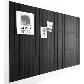 Cork Board 48"x36" Large Felt Bulletin Board with Self Adhesive, Cork Boards for Walls for Office-12 Pack Pin Board Use in Home Classroom Office Wall Decor Black in Saudi Arabia