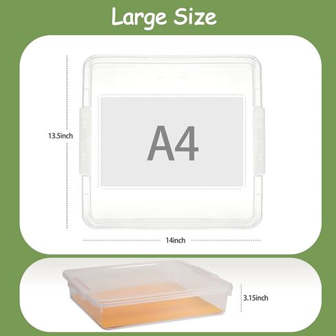 4 Pack Board Game Storage, Extra Large Paper Organizer Storage with Latching Lid (14x13.5x3.15 in), Stackable Art & Craft Storage Box for 12x12 Paper, Board Game, Art Supply, Puzzle, Magazine in Saudi Arabia