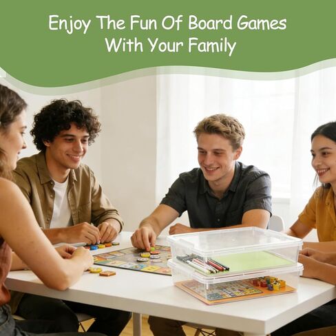 4 Pack Board Game Storage, Extra Large Paper Organizer Storage with Latching Lid (14x13.5x3.15 in), Stackable Art & Craft Storage Box for 12x12 Paper, Board Game, Art Supply, Puzzle, Magazine in Saudi Arabia