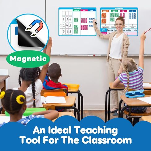 Giant Magnetic Place Value Chart Addition and Subtraction Learning Math Games, Dry Erase Base Ten Blocks Board Math Manipulatives 1st 2nd 3rd Grade Homeschool Teacher Classroom Must Haves in Saudi Arabia