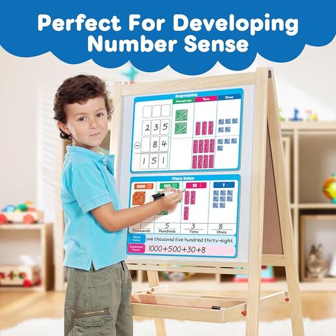 Giant Magnetic Place Value Chart Addition and Subtraction Learning Math Games, Dry Erase Base Ten Blocks Board Math Manipulatives 1st 2nd 3rd Grade Homeschool Teacher Classroom Must Haves in Saudi Arabia