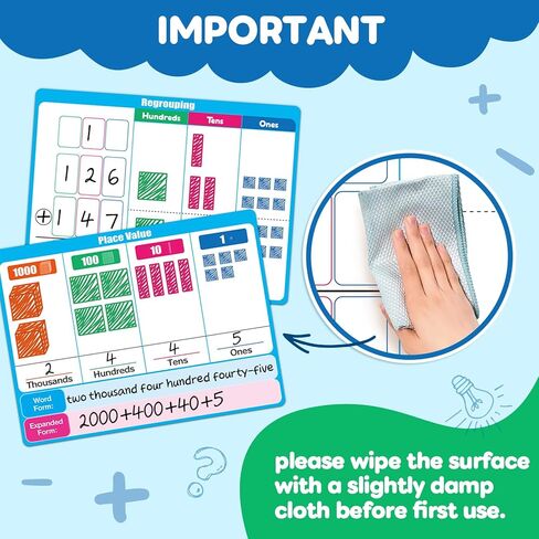 Giant Magnetic Place Value Chart Addition and Subtraction Learning Math Games, Dry Erase Base Ten Blocks Board Math Manipulatives 1st 2nd 3rd Grade Homeschool Teacher Classroom Must Haves in Saudi Arabia