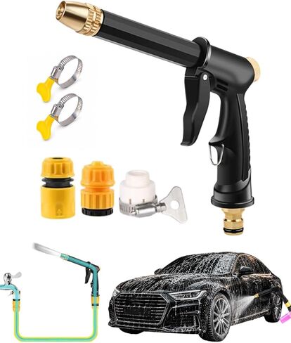 Powerful High-Pressure Home Car Wash & Garden Sprayer, Hose Nozzle Heavy Duty, 4-Mode Adjustable Twist Hose Nozzle Jet Sweeper Nozzle for Car, Driveway, Plant Watering (Standard Set) in Saudi Arabia