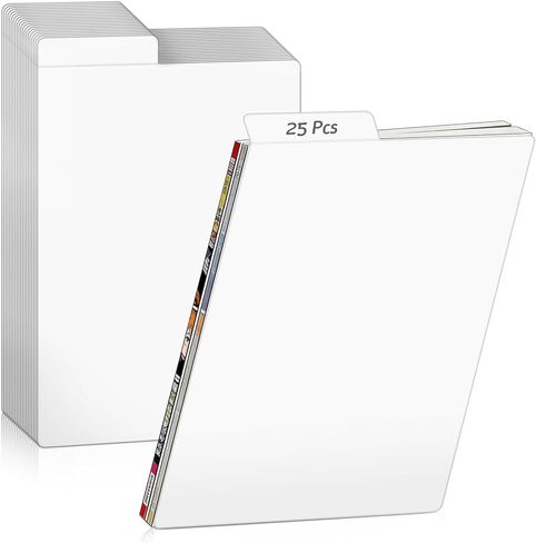 Comic Book Dividers, Thick Cardboard Card Separator Comic Book Dividers for Comic Book Storage Boxes Office Supplies (25, White, Large) in Saudi Arabia