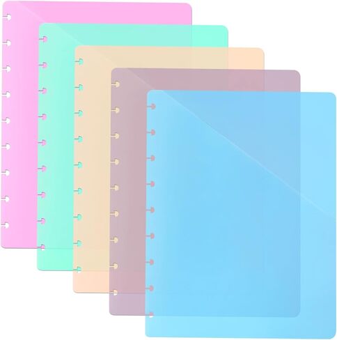 5pack Discbound Dividers, Plastic Index Dividers with Pockets for 9 Disc Planner, Classic Size 7x9.25, Discbound Accessories, Office & Planner Organizer (5 Colors, 7" x 9.25") in Saudi Arabia