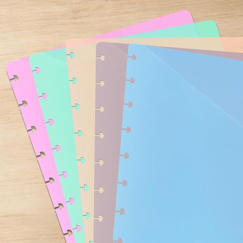 5pack Discbound Dividers, Plastic Index Dividers with Pockets for 9 Disc Planner, Classic Size 7x9.25, Discbound Accessories, Office & Planner Organizer (5 Colors, 7" x 9.25") in Saudi Arabia