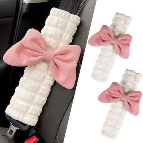 JDDRY 2PC Car Seat Belt Covers Pads,Seat Strap Pads,Auto Seat Belt Pad,Fit for Most Vehicles,Car Interior Accessories(Three Flower,Pink) in Saudi Arabia