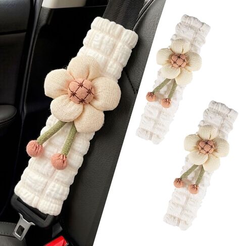 JDDRY 2PC Car Seat Belt Covers Pads,Seat Strap Pads,Auto Seat Belt Pad,Fit for Most Vehicles,Car Interior Accessories(Three Flower,Pink) in Saudi Arabia