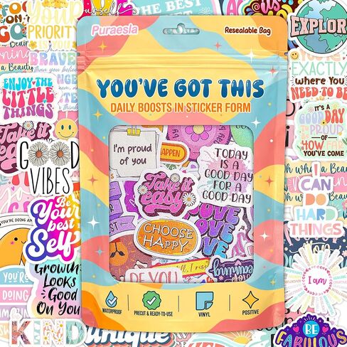 300 Glitter Positive Affirmation Stickers by Puraesla, Stress Relief Motivational Sticker Pack, Encouraging Quotes, Confidence, Inspirational Mindset for Laptop, Water Bottles, Classroom,Vision Board in Saudi Arabia