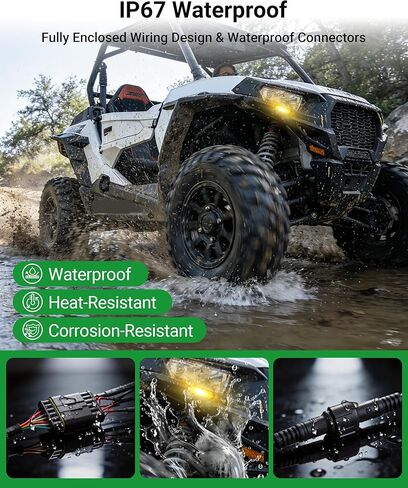 Universal UTV Turn Signal Kit with Horn 110dB, Plug&Play Street Legal UTV Blinker Kit with Rocker Switch&Hazard, Auto-Off Function, IP67 Waterproof, Compatible with Polaris, Can-Am,SXS in Saudi Arabia