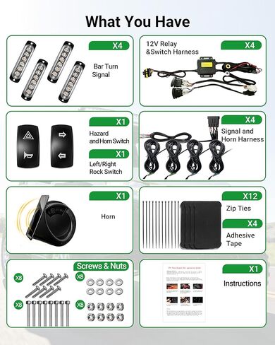 Universal UTV Turn Signal Kit with Horn 110dB, Plug&Play Street Legal UTV Blinker Kit with Rocker Switch&Hazard, Auto-Off Function, IP67 Waterproof, Compatible with Polaris, Can-Am,SXS in Saudi Arabia