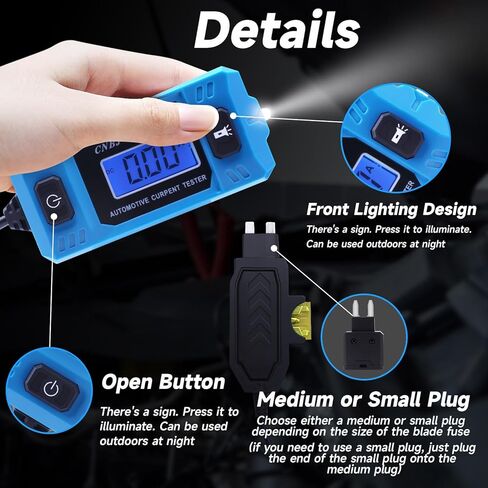 Automotive Circuit Fault Tester Car Fuse Tester 20A 48V High-Precision Automotive Current Tester Portable Car Fuse Checker with LCD Display, Front Lighting(Not Include Battery) in Saudi Arabia