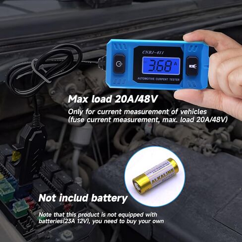 Automotive Circuit Fault Tester Car Fuse Tester 20A 48V High-Precision Automotive Current Tester Portable Car Fuse Checker with LCD Display, Front Lighting(Not Include Battery) in Saudi Arabia