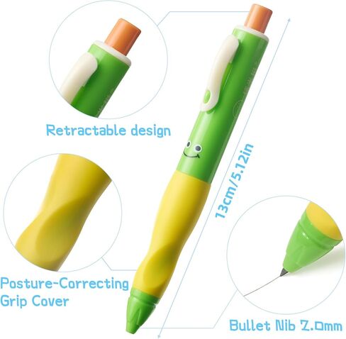 Thick Mechanical Pencil for Kids, Smile Handwriting Pencil with Non-Slip Grip & 2.0mm HB Lead, Break-Resistant, 8 Pack Includes 96 Refills #2, Sharpener & Eraser in Saudi Arabia