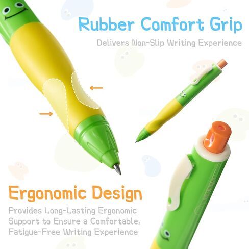 Thick Mechanical Pencil for Kids, Smile Handwriting Pencil with Non-Slip Grip & 2.0mm HB Lead, Break-Resistant, 8 Pack Includes 96 Refills #2, Sharpener & Eraser in Saudi Arabia