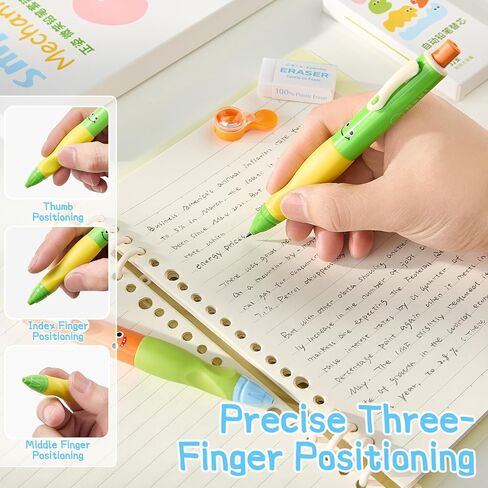 Thick Mechanical Pencil for Kids, Smile Handwriting Pencil with Non-Slip Grip & 2.0mm HB Lead, Break-Resistant, 8 Pack Includes 96 Refills #2, Sharpener & Eraser in Saudi Arabia