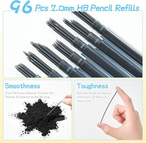 Thick Mechanical Pencil for Kids, Smile Handwriting Pencil with Non-Slip Grip & 2.0mm HB Lead, Break-Resistant, 8 Pack Includes 96 Refills #2, Sharpener & Eraser in Saudi Arabia
