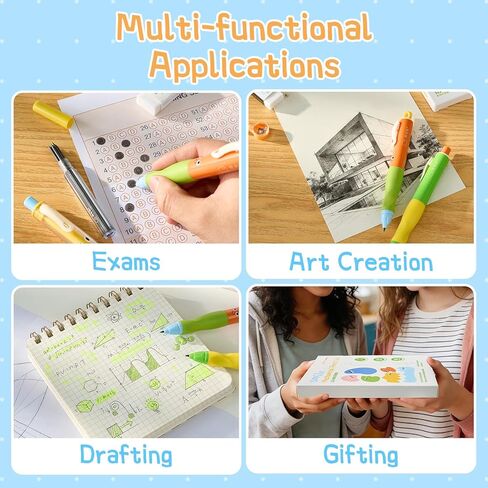 Thick Mechanical Pencil for Kids, Smile Handwriting Pencil with Non-Slip Grip & 2.0mm HB Lead, Break-Resistant, 8 Pack Includes 96 Refills #2, Sharpener & Eraser in Saudi Arabia