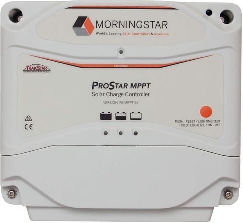وحدة التحكم بالشحن بالطاقة الشمسية Morningstar Prostar 40A MPPT (PS-MPPT-40) - منظم الألواح الشمسية، يدعم بطاريات LA/ليثيوم 12 فولت/24 فولت، التحكم في الإضاءة/LVD، تصنيف HazLoc، ضوضاء منخفضة - مصمم في الولايات المتحدة الأمريكية in Kuwait