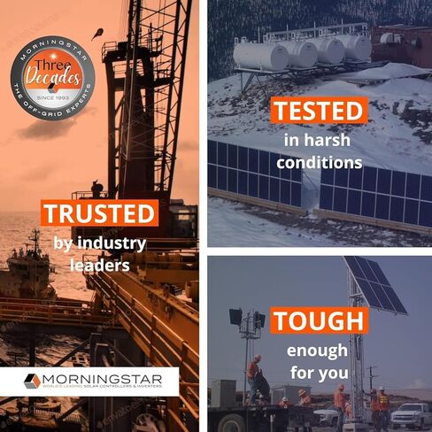 وحدة التحكم بالشحن بالطاقة الشمسية Morningstar Prostar 40A MPPT (PS-MPPT-40) - منظم الألواح الشمسية، يدعم بطاريات LA/ليثيوم 12 فولت/24 فولت، التحكم في الإضاءة/LVD، تصنيف HazLoc، ضوضاء منخفضة - مصمم في الولايات المتحدة الأمريكية in Kuwait