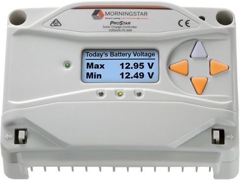 وحدة التحكم بالشحن بالطاقة الشمسية Morningstar Prostar 40A MPPT (PS-MPPT-40) - منظم الألواح الشمسية، يدعم بطاريات LA/ليثيوم 12 فولت/24 فولت، التحكم في الإضاءة/LVD، تصنيف HazLoc، ضوضاء منخفضة - مصمم في الولايات المتحدة الأمريكية in Kuwait