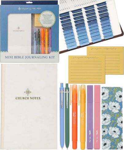 Mr. Pen Selah Mini Bible Journaling Kit – Church Notes Journal, 75 Bible Tabs, Bookmark, 2 Cross Pens, 2 Gel Highlighters, 2 Chisel Tip Highlighters & PrayerSticky Notes – Bible Study Gift Set in Saudi Arabia