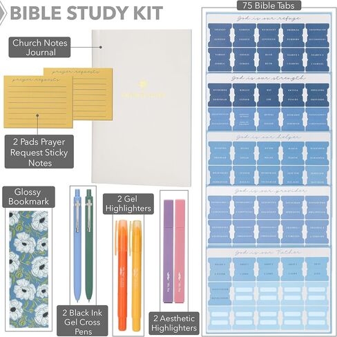 Mr. Pen Selah Mini Bible Journaling Kit – Church Notes Journal, 75 Bible Tabs, Bookmark, 2 Cross Pens, 2 Gel Highlighters, 2 Chisel Tip Highlighters & PrayerSticky Notes – Bible Study Gift Set in Saudi Arabia