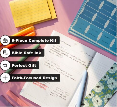 Mr. Pen Selah Mini Bible Journaling Kit – Church Notes Journal, 75 Bible Tabs, Bookmark, 2 Cross Pens, 2 Gel Highlighters, 2 Chisel Tip Highlighters & PrayerSticky Notes – Bible Study Gift Set in Saudi Arabia