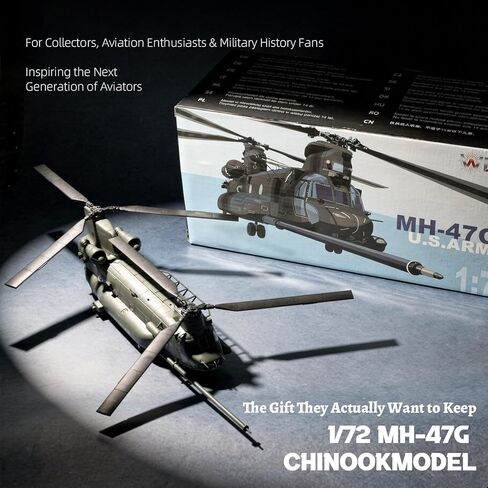 NUOTIE 1/72 MH-47G Chinook طراز طائرة هليكوبتر ثقيلة الرفع من المعدن المصبوب مع دوارات قابلة للفصل وحامل عرض مقاس 15.6 بوصة هدية قابلة للجمع لنقل العمليات الخاصة in Kuwait