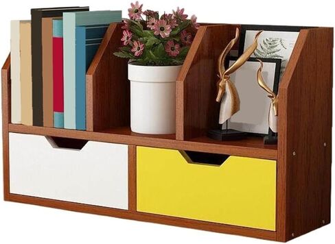 Bookcase Office Dormitory Small Bookshelf Density Board Organizer Rack with Double Drawers Modern in Saudi Arabia