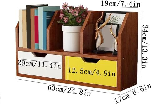 Bookcase Office Dormitory Small Bookshelf Density Board Organizer Rack with Double Drawers Modern in Saudi Arabia