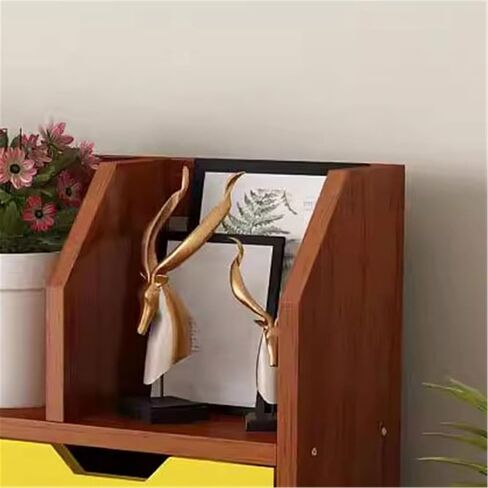 Bookcase Office Dormitory Small Bookshelf Density Board Organizer Rack with Double Drawers Modern in Saudi Arabia