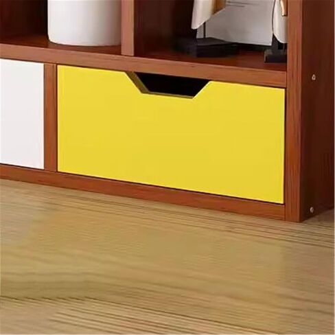 Bookcase Office Dormitory Small Bookshelf Density Board Organizer Rack with Double Drawers Modern in Saudi Arabia