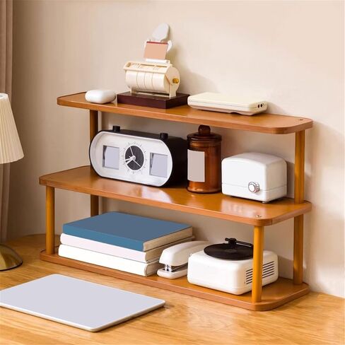 Bookcase Small Open Three-Layer Storage Rack Office Density Board Desktop Bookshelf Modern in Saudi Arabia