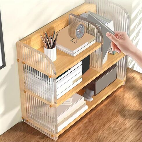 Bookcase Multi-Layer Open Acrylic Density Board Small Bookshelf Office Desktop Storage Rack Modern in Saudi Arabia