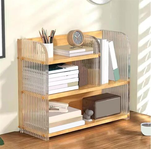 Bookcase Multi-Layer Open Acrylic Density Board Small Bookshelf Office Desktop Storage Rack Modern in Saudi Arabia