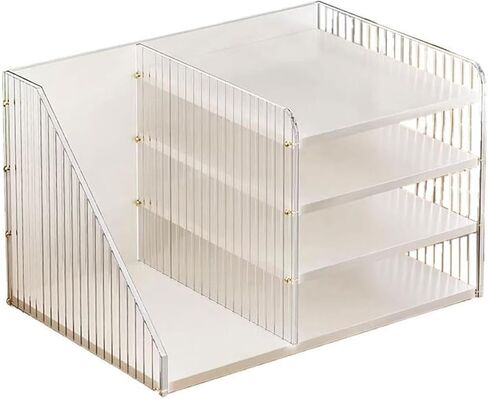 Bookcase Desktop Multi-Layer Acrylic Bookshelf Small Document Storage Box with Increase Fence Modern in Saudi Arabia