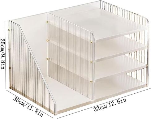 Bookcase Desktop Multi-Layer Acrylic Bookshelf Small Document Storage Box with Increase Fence Modern in Saudi Arabia