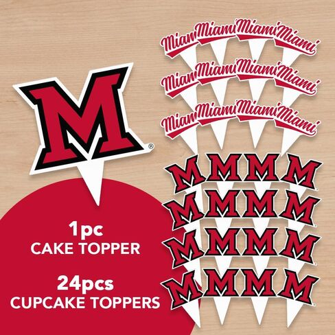 مجموعة أغطية الكب كيك وأغطية الكيك من Desert Cactus Miami University (أوهايو) - MU RedHawks 25 قطعة من لوازم حفلات الطعام والديكورات والتخرج ويوم اللعب in Kuwait