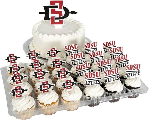 مجموعة أغطية الكب كيك وأغطية الكيك من جامعة ولاية سان دييغو من صبار الصحراء - SDSU Aztecs 25 قطعة من لوازم حفلات الطعام والديكورات والتخرج ويوم اللعب in Kuwait