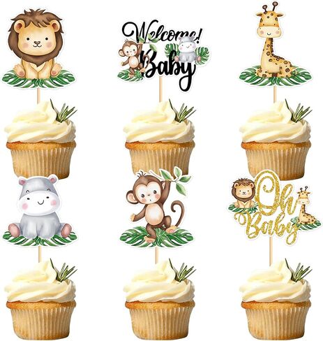 24Pcs Glitter Brown Monkey Cupcake Toppers Cute Monkeys Cupcake Picks for Baby Shower Boys Girls Monkey Birthday Party Cake Cupcake Decorations Supplies in Saudi Arabia