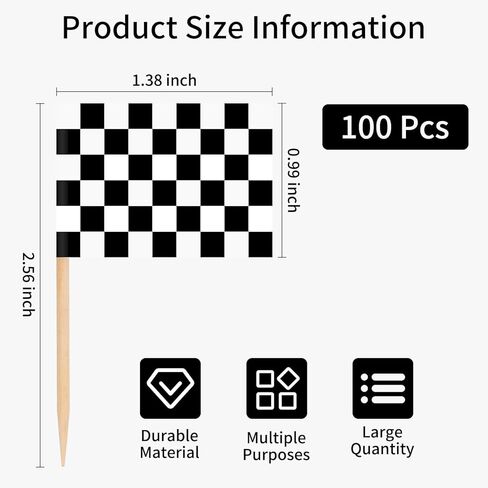 100 Pcs Checkered Racing Flag Toothpicks,Race Car Cupcake Toppers,Toothpick Flags for Party Platters,Cupcakes,Sports Themed Eventsacing Flag Picks for Birthday Party,Monster Truck Theme Decoration in Saudi Arabia