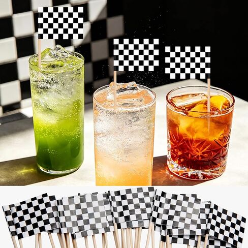100 Pcs Checkered Racing Flag Toothpicks,Race Car Cupcake Toppers,Toothpick Flags for Party Platters,Cupcakes,Sports Themed Eventsacing Flag Picks for Birthday Party,Monster Truck Theme Decoration in Saudi Arabia