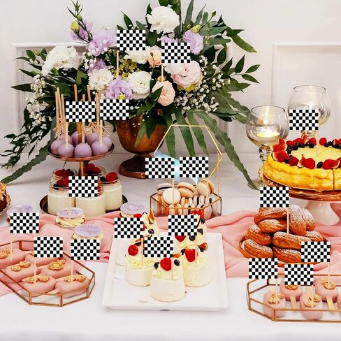 100 Pcs Checkered Racing Flag Toothpicks,Race Car Cupcake Toppers,Toothpick Flags for Party Platters,Cupcakes,Sports Themed Eventsacing Flag Picks for Birthday Party,Monster Truck Theme Decoration in Saudi Arabia